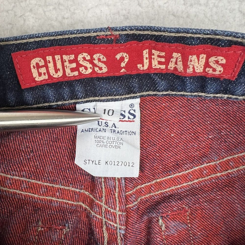 Vintage Guess Jeans Kids 10 Dark‎ Blue Flap Pocket Straight Denim Y2K Made USA - Picture 10 of 12